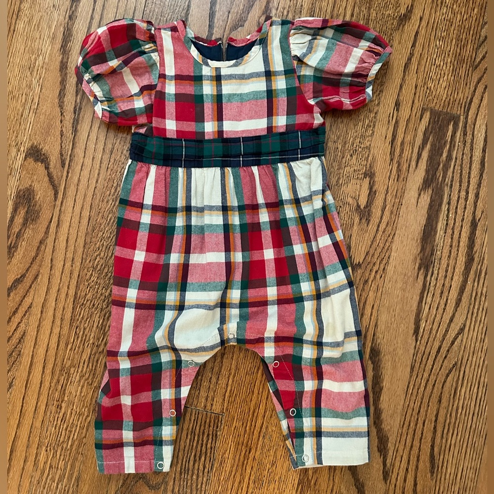 Pink Chicken Baby Girl Ruby Holiday Tartan Jumper, 12-18 month